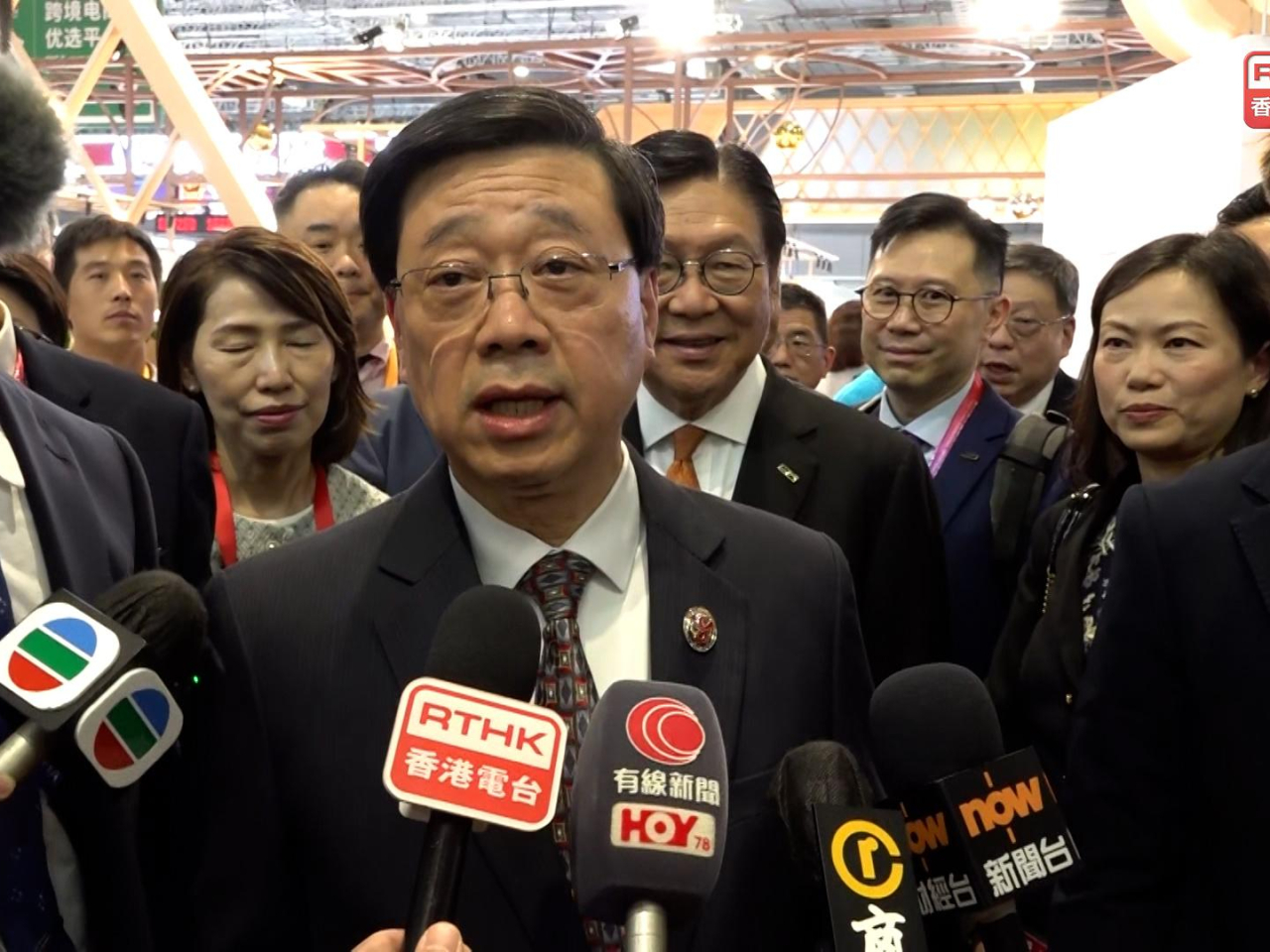 Chief Executive John Lee is confident Hong Kong companies can make use of the CIIE expo to tap into the mainland market. Photo: RTHK