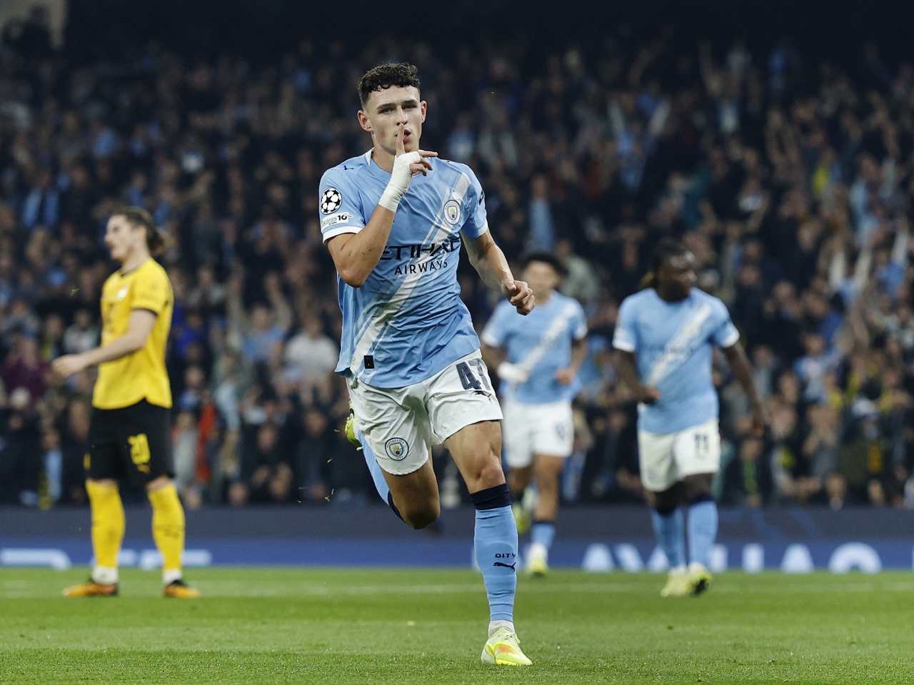 Phil Foden scored in each half for Manchester City against Borussia Dortmund. Photo: Reuters