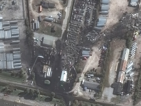 A satellite image shows the crash site of a UPS cargo plane at Muhammad Ali International Airport in Louisville, Kentucky. Photo: handout via Reuters