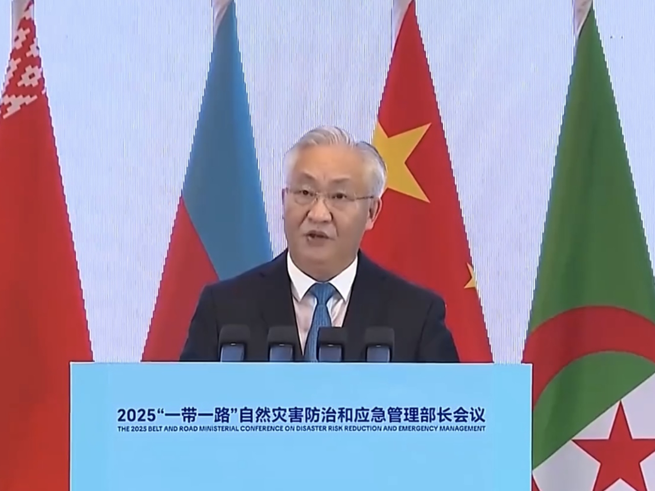 張國清說，中方願同各方一起加強重大災害國際應對。（央視截圖）