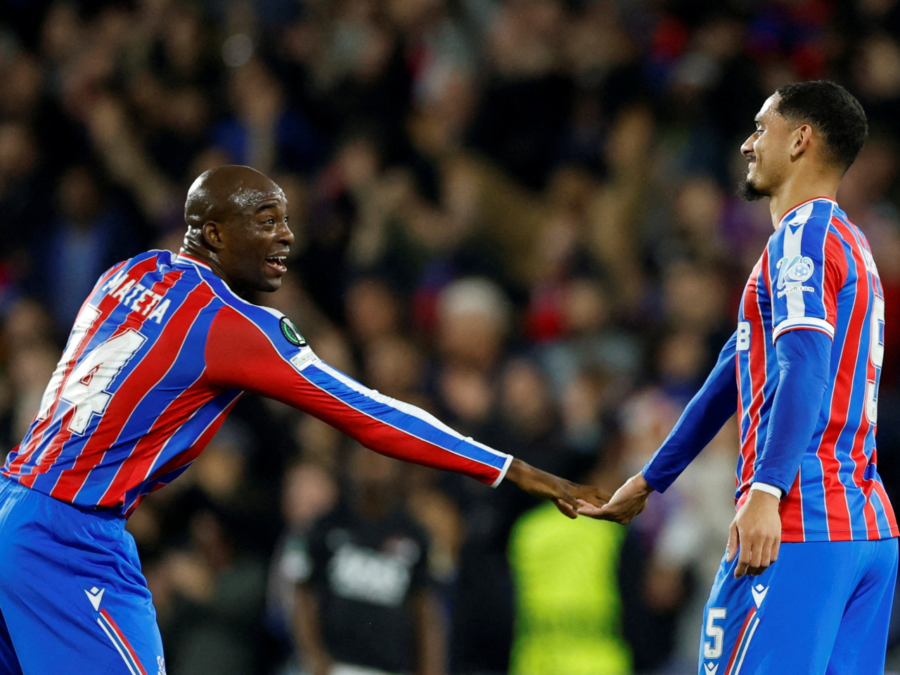 Maxence Lacroix (right) opened the scoring for Crystal Palace at Selhurst Park. Photo: Reuters