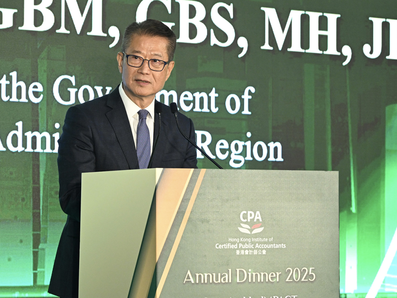 陳茂波表示，國策鼓勵內地企業走出去，很多企業選擇利用香港作為平台籌集資金，需要金融及專業服務。（政府新聞處）