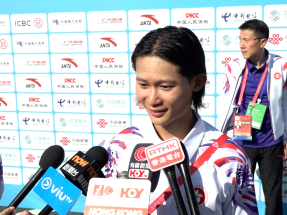 港隊車手朱浚瑋跟隨主車群衝刺以第15名過終點，他賽後表示，認為與隊友配合方面有進步空間。（陳韋丞攝）