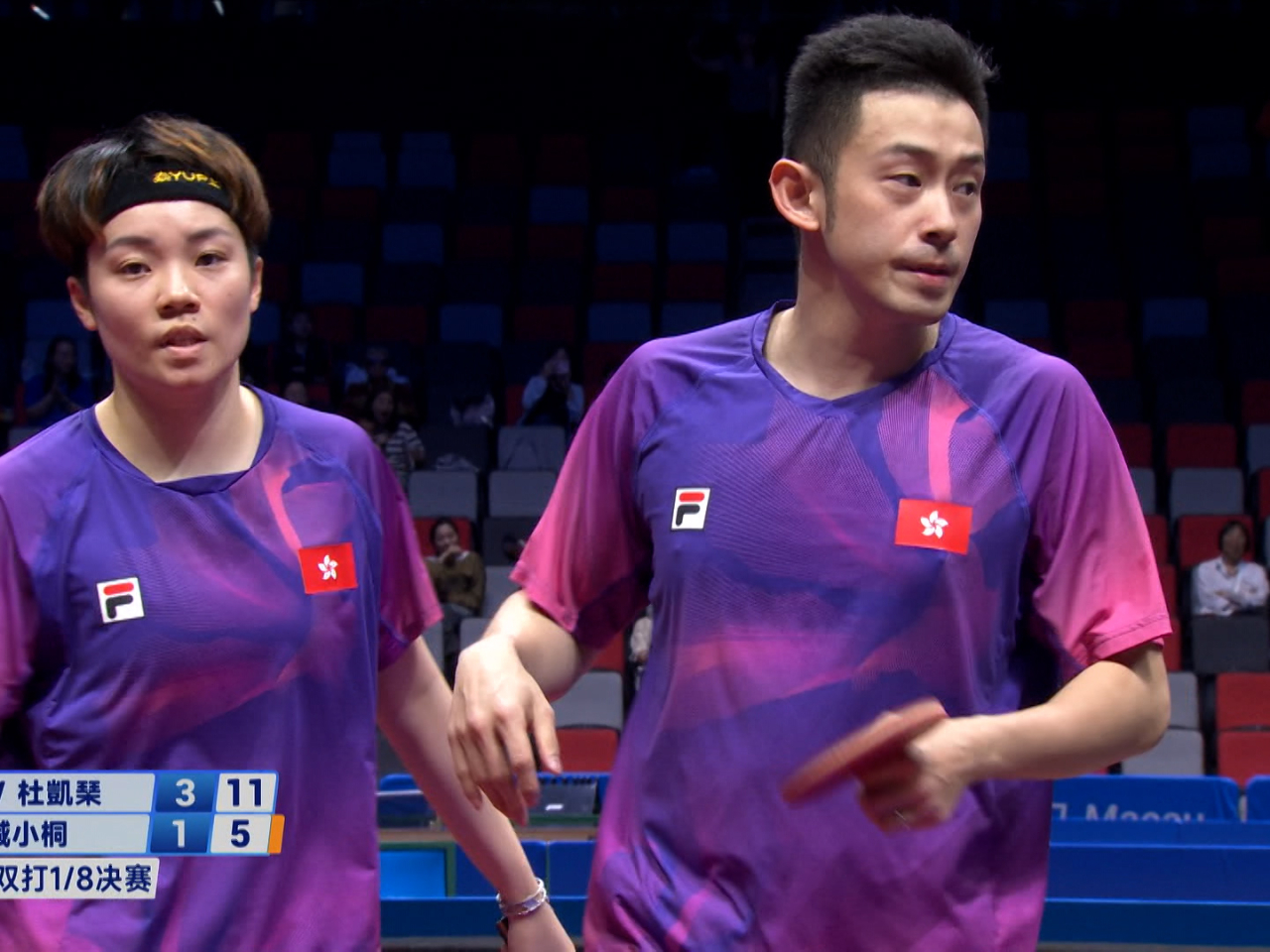 十五運會乒乓混雙項目，港隊組合黃鎮廷及杜凱琹，16強擊敗河北組合晉級8強。