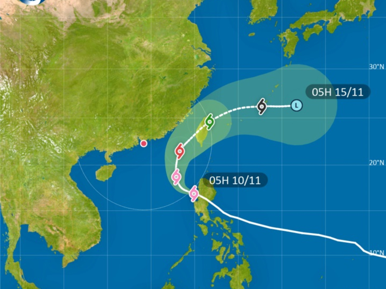 天文台表示，會視乎鳳凰的強度變化、與本港的距離及本地風力，評估是否需要改發三號強風信號。（天文台網頁）