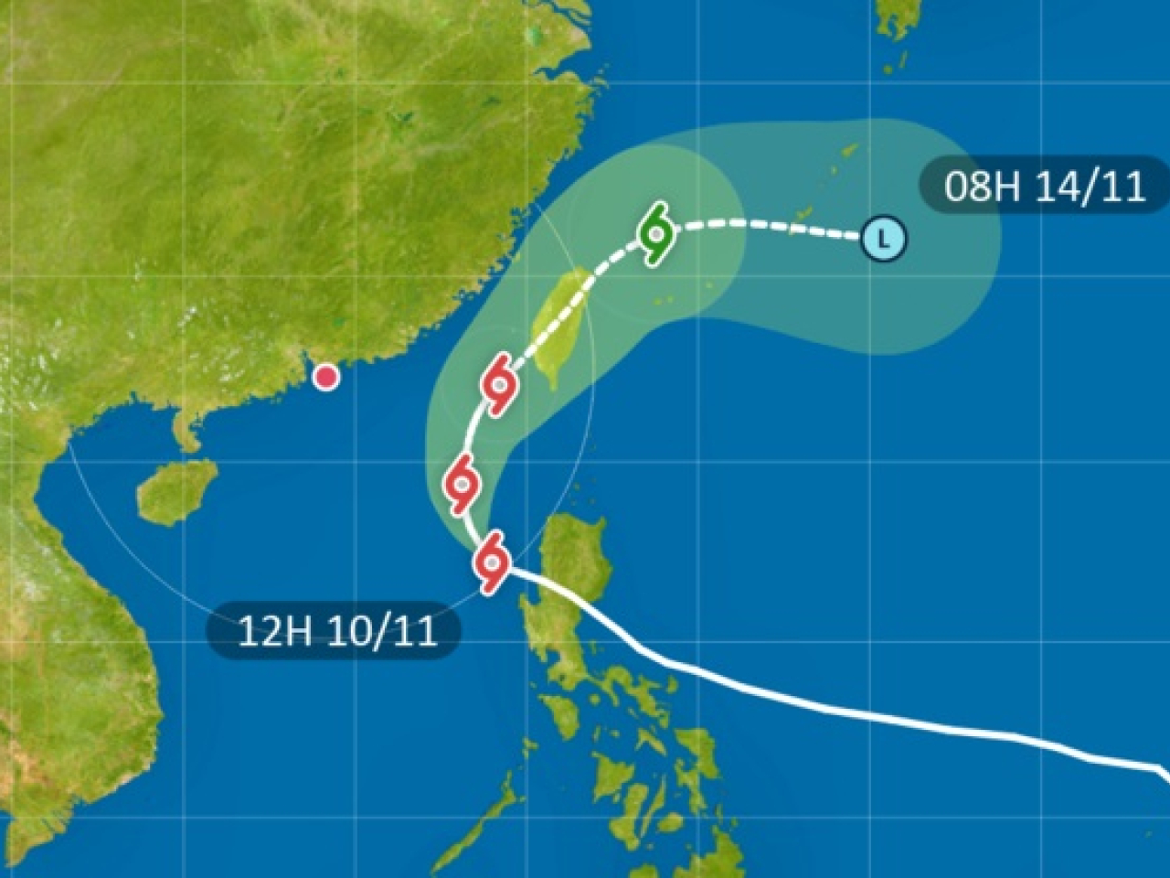 Typhoon Fung-wong is expected to remain around 400km away from Hong Kong at its closest point. Graphic courtesy of the Hong Kong Observatory