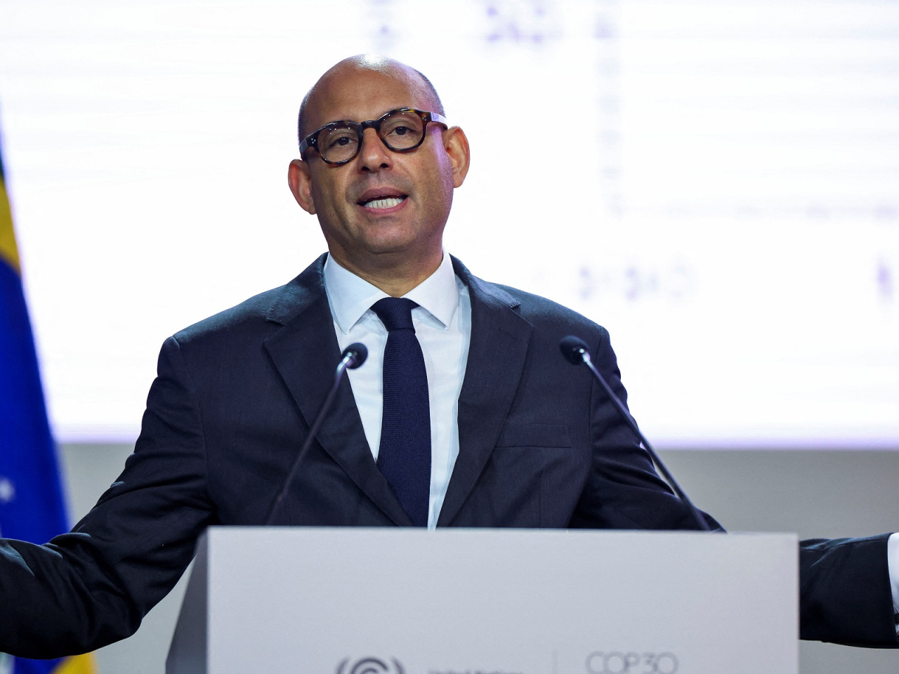 UN Climate Change Executive Secretary Simon Stiell told attendees they should be fighting the climate crisis together rather than fighting each other. Photo: Reuters