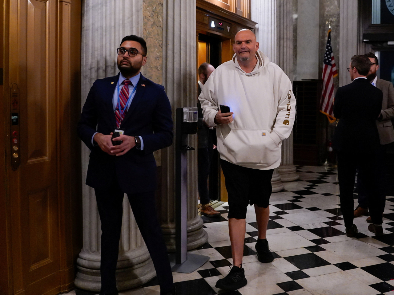 Democratic senator John Fetterman arrives for the vote related to government funding that may help end the shutdown. Photo: Reuters