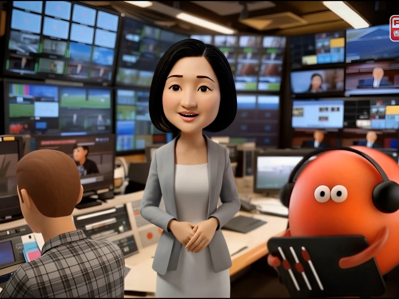 本台製作短視頻，以AI廣播處長關婉儀介紹港台製作的選舉節目。（香港電台片段截圖）