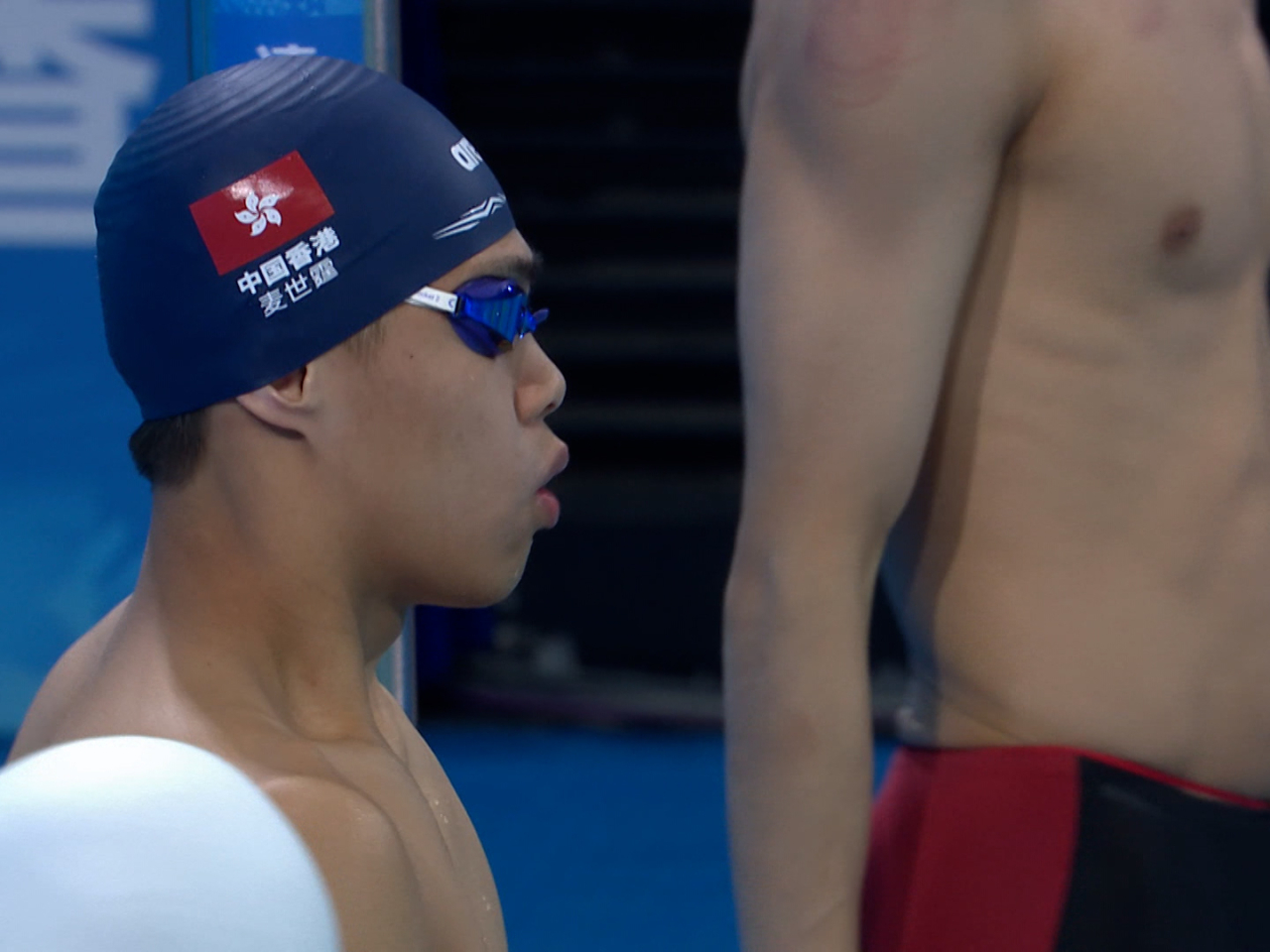 男子100米蛙泳香港紀錄保持者麥世霆得第7名。