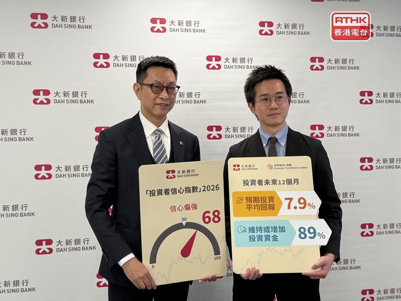 大新銀行集團財富管理處主管陳維堅（左）認為，富裕及高淨值投資者信心較高，或因為有多元化資產組合，有助控制風險。（方嘉莉攝）