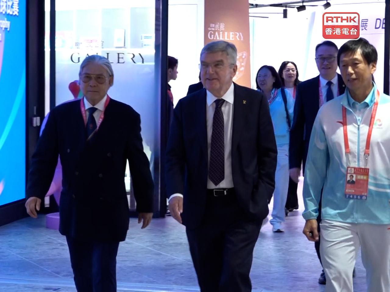 Thomas Bach visits Hong Kong to attend the National Games rugby sevens match at the Kai Tak Stadium. Photo: RTHK