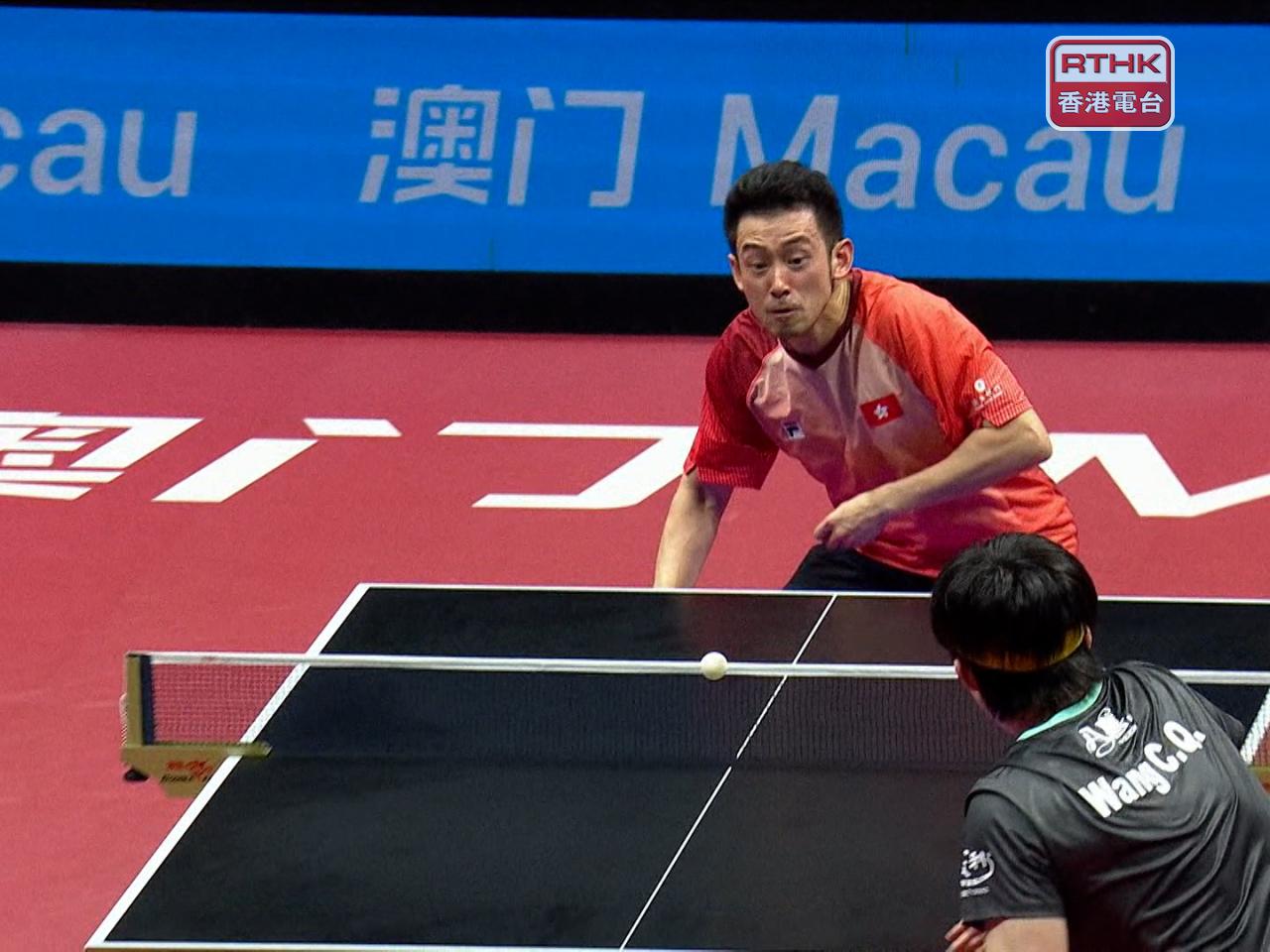 Olympic champion Wang Chuqin secures a hard-fought 4-3 victory over Hong Kong's Wong Chun-ting. Photo: RTHK