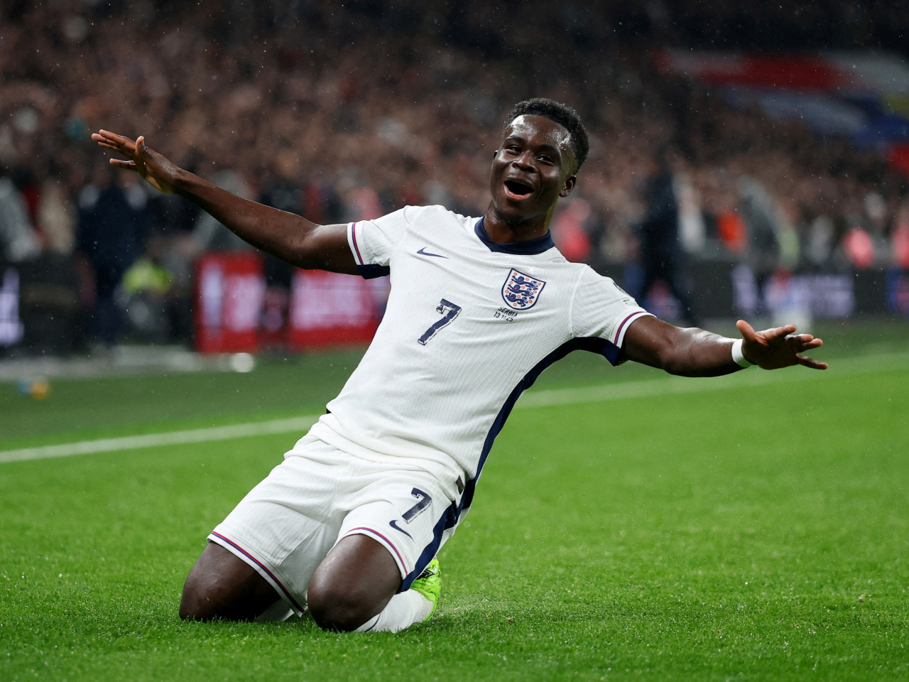Bukayo Saka opened the scoring for the Three Lions after 28 minutes against Serbia. Photo: Reuters