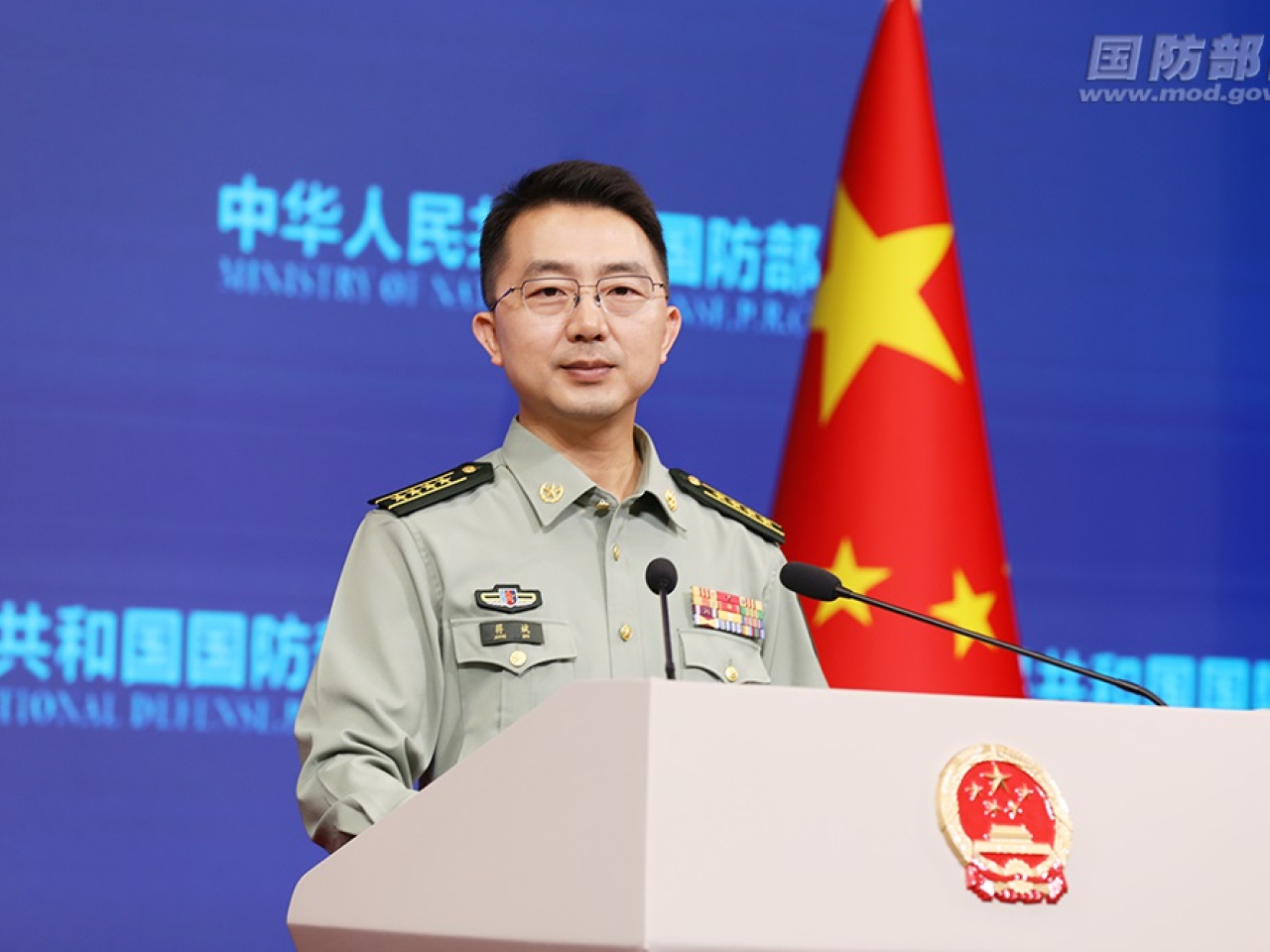 蔣斌表示，台灣問題純屬中國內政，不容任何外來干涉。（國防部網頁圖片）