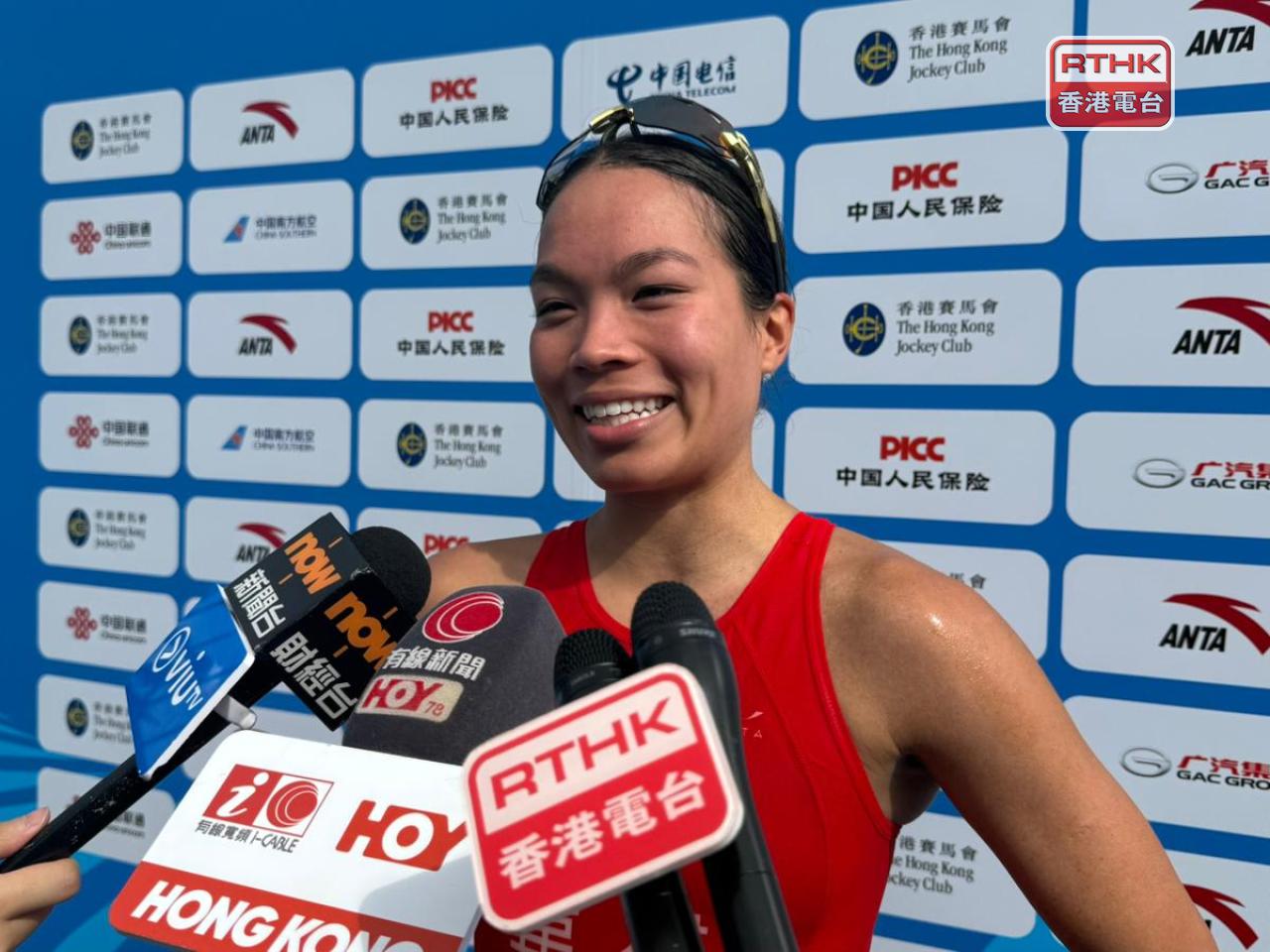 三項鐵人女子組賽事，港隊代表韋祺得第4名。（盧紫菁攝）