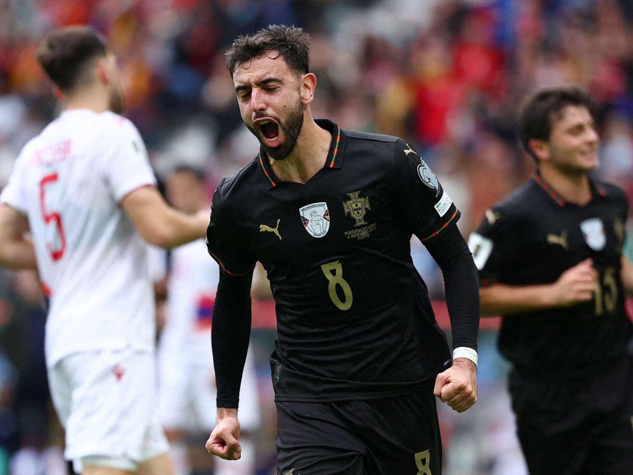 Manchester United's Bruno Fernandes bagged himself a hat-trick and set up a few of the other goals as well. Photo: Reuters