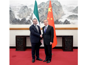 外長王毅在北京同來華訪問的敘利亞過渡政府外長希巴尼會談。(外交部網頁截圖)