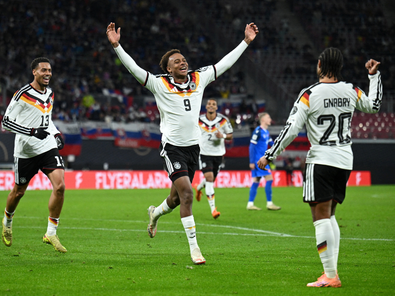Germany's Assan Ouedraogo celebrates after scoring his side's sixth goal. Photo: Reuters