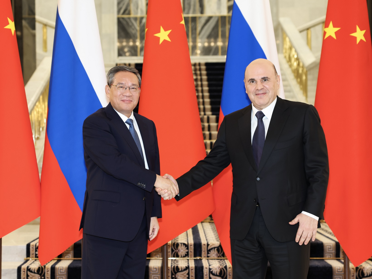Premier Li Qiang held talks with Russian Prime Minister Mikhail Mishustin in Moscow to discuss deepening Sino-Russian cooperation. Photo: Xinhua