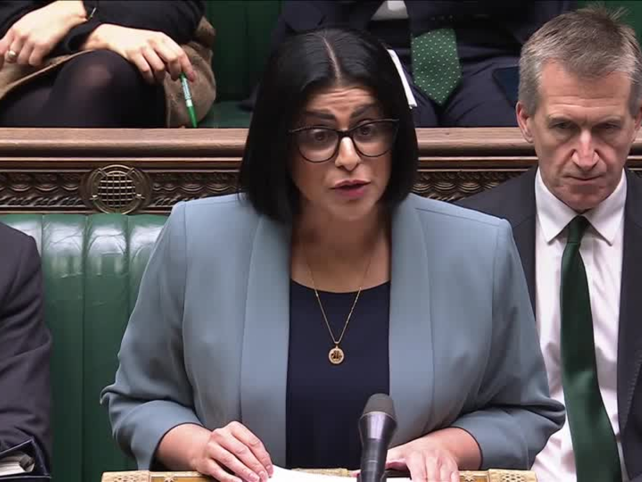 馬曼婷向下議院解釋新的庇護政策。(路透社)