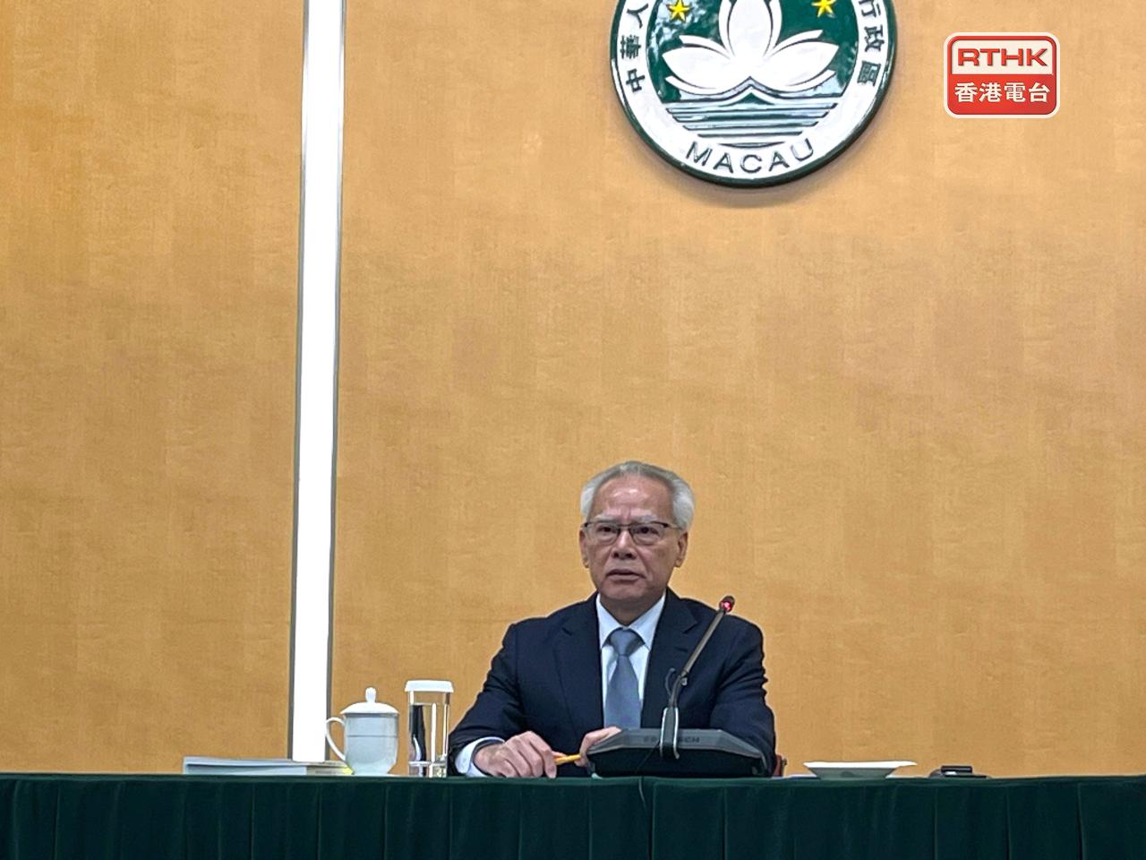 澳門行政長官岑浩輝話粵港澳三地首次承辦十五運會增加了彼此的融合和協同協作。（鄭月明攝）