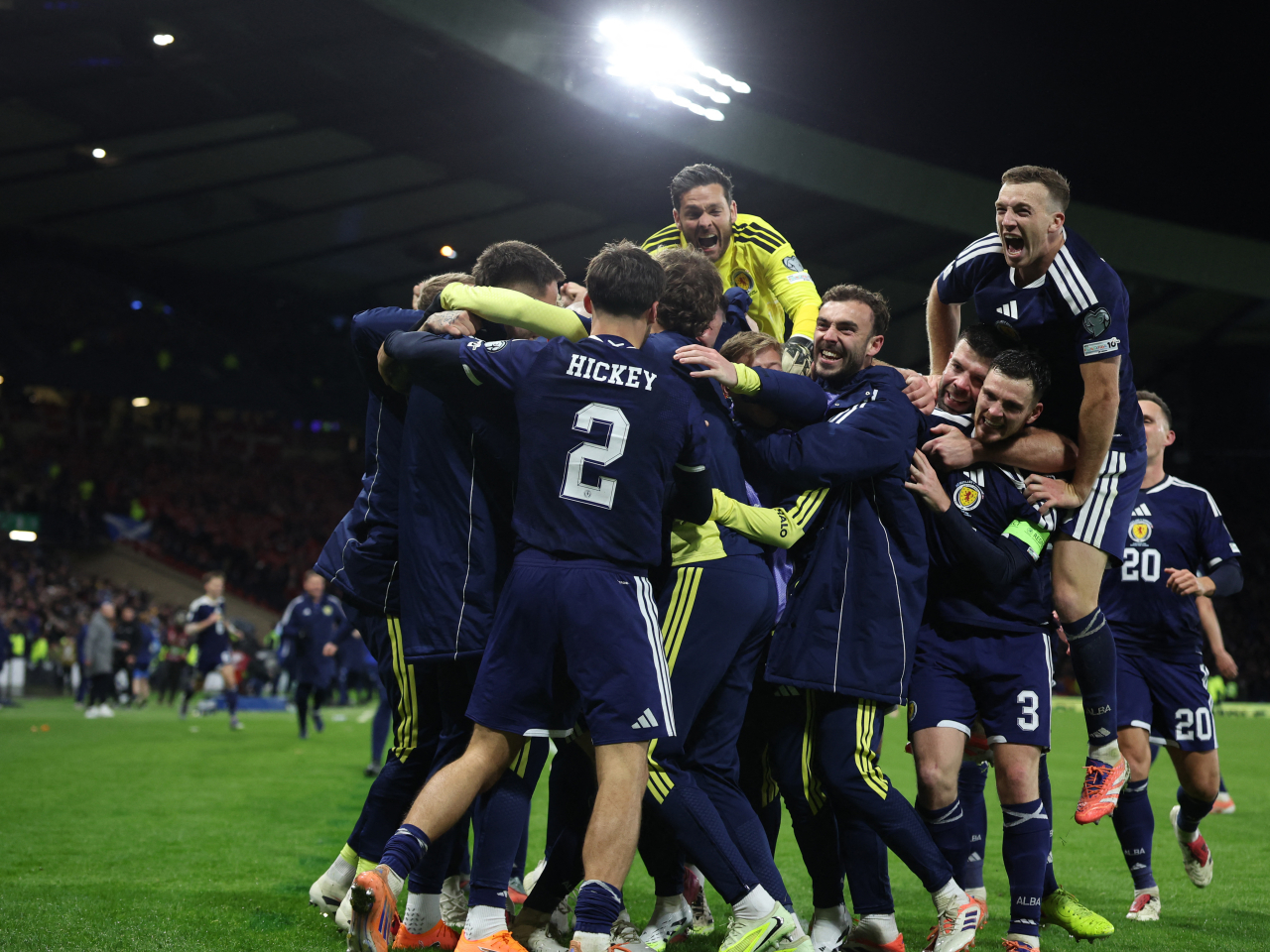 Scotland needed two stoppage-time goals to defeat Denmark in a nail-biting affair in Glasgow. Photo: Reuters