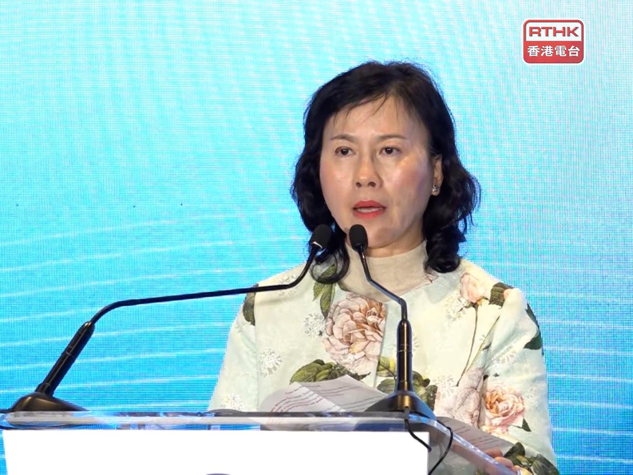 陳美寶表示，香港將繼續扮演大灣區航運的「超級聯繫人」。（鍾家銘攝）