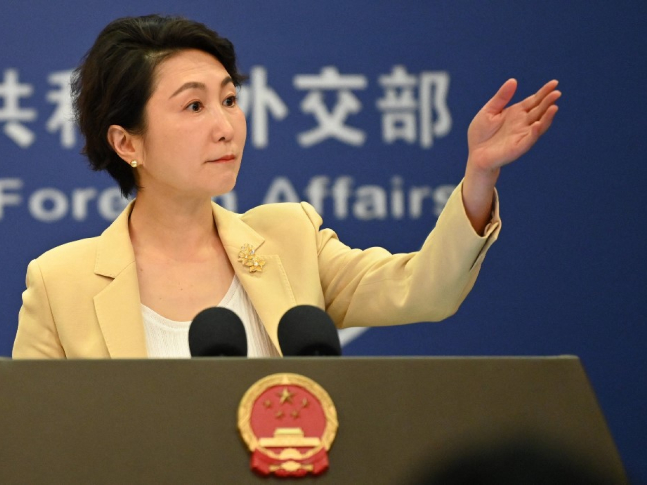 毛寧指出，高市的錯誤言論從根本上損害了中日關係政治基礎。（法新社資料圖片）