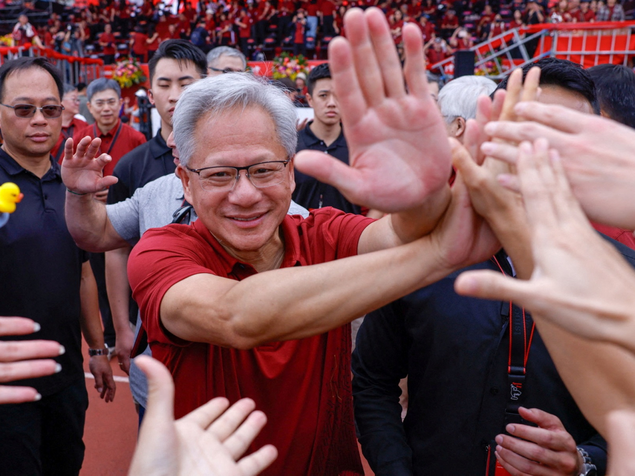 Nvidia chief executive Jensen Huang swatted aside concerns over an AI bubble, saying "AI is going everywhere, doing everything, all at once." File photo: Reuters