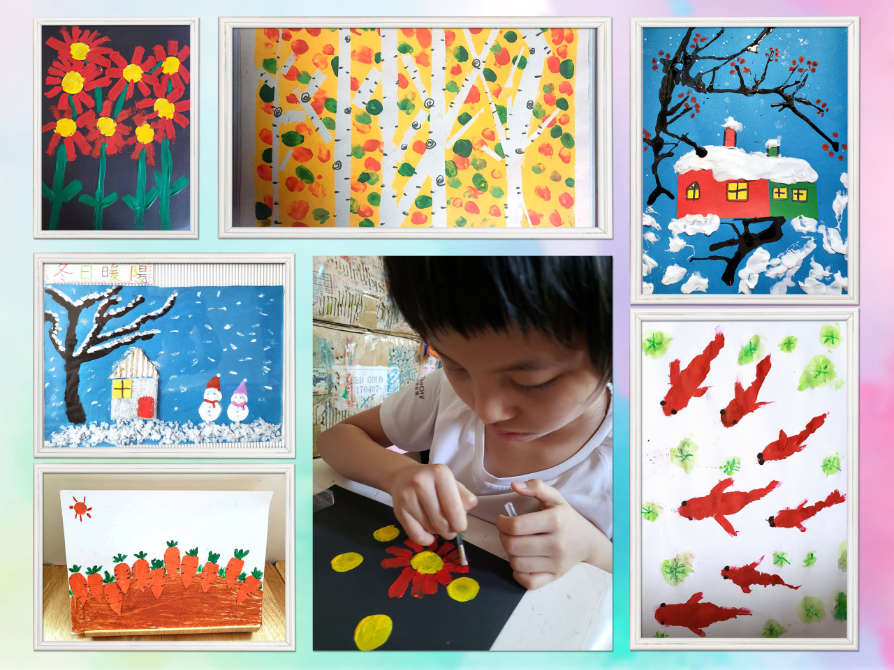 梁士紳在網上自學畫畫方法，再教導女兒晴晴，圖為晴晴的畫作。