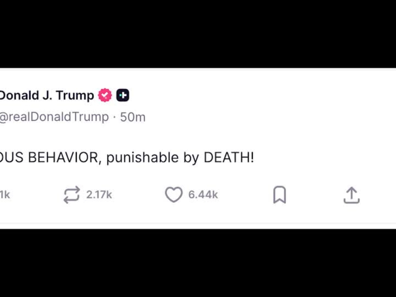 Donald Trump said Democratic lawmakers who told members of the US military they must refuse any illegal orders are traitors who could face execution. Image via Reuters
