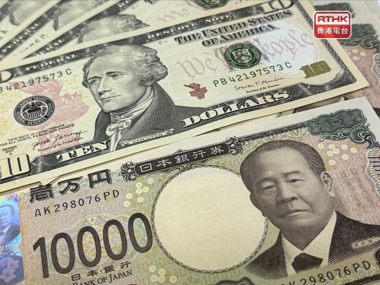 日圓兌美元重上156兌1美元水平，報156.39日圓，升幅近0.7%。（港台圖片）