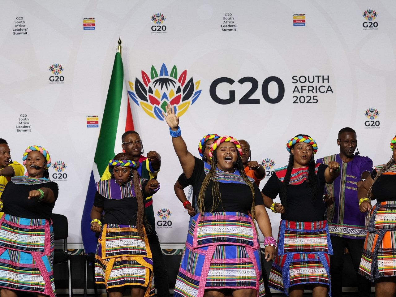 Members of Soweto Gospel Choir perform at the end of the G20 Leaders' Summit in Johannesburg, where members present reaffirmed their commitment to multilateral cooperation. Photo: Reuters
