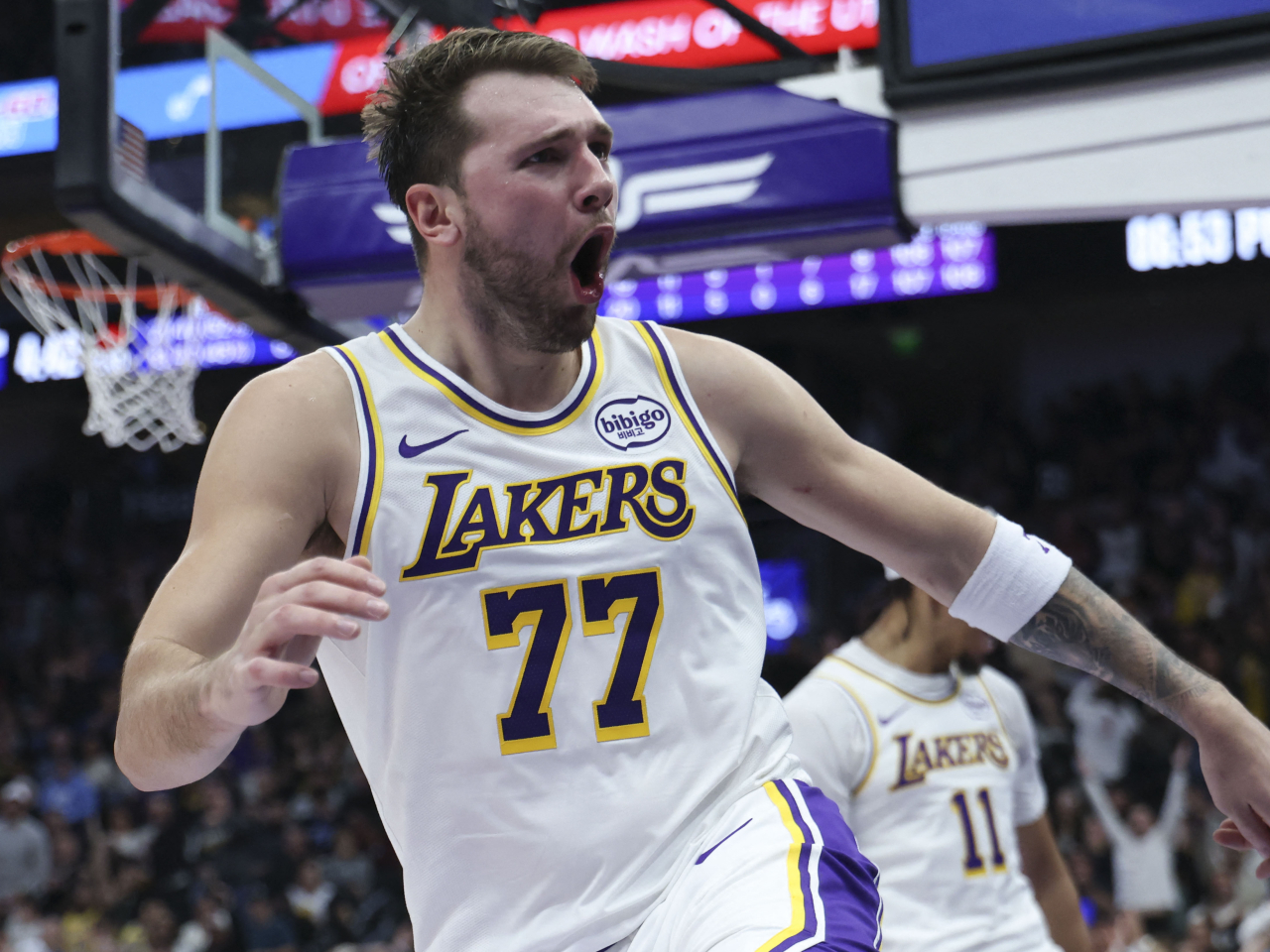 The Los Angeles Lakers notched their fourth successive win behind a double-double from Luka Doncic. Photo: Reuters