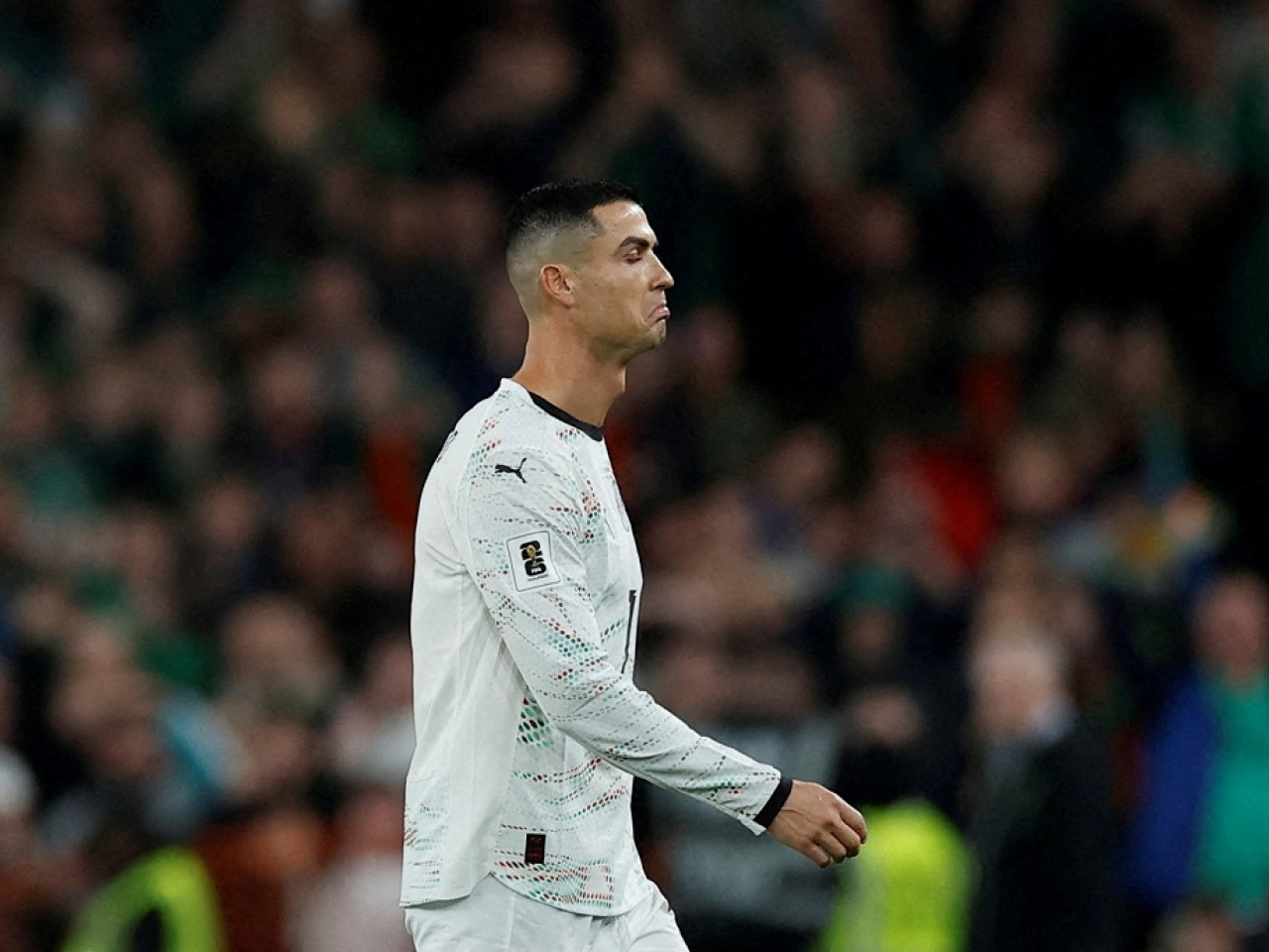 Ronaldo received his marching orders for elbowing Ireland's Dara O'Shea in the back. Photo: Reuters