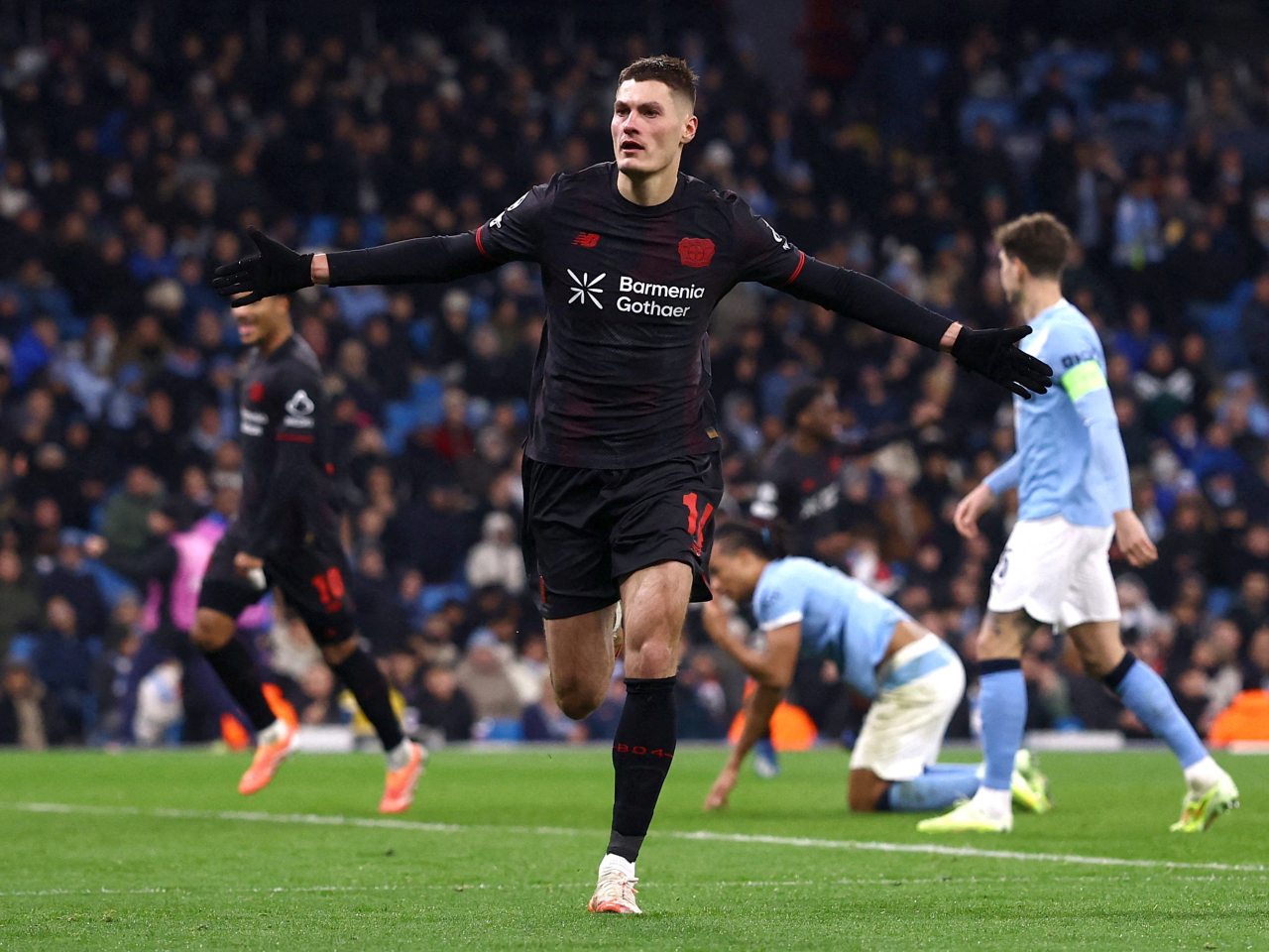 Patrik Schick was among the goalscorers in Bayer Leverkusen's 2-0 win over Manchester City. Photo: Reuters