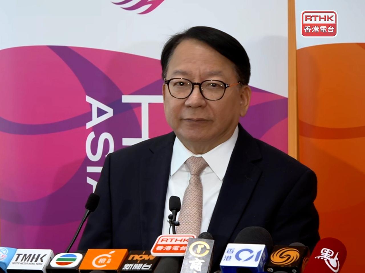 陳國基表示，下月6日及7日免費開放康文署部分設施。（梁禎祥攝）