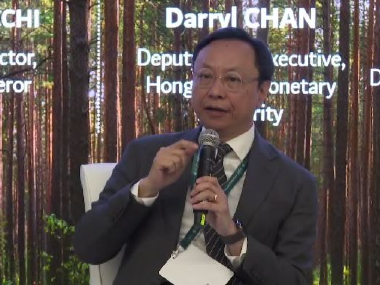 Darryl Chan, HKMA's deputy chief executive, says Hong Kong's sustainable finance growth has been "exceptionally strong". Photo: Screenshot of the Conference