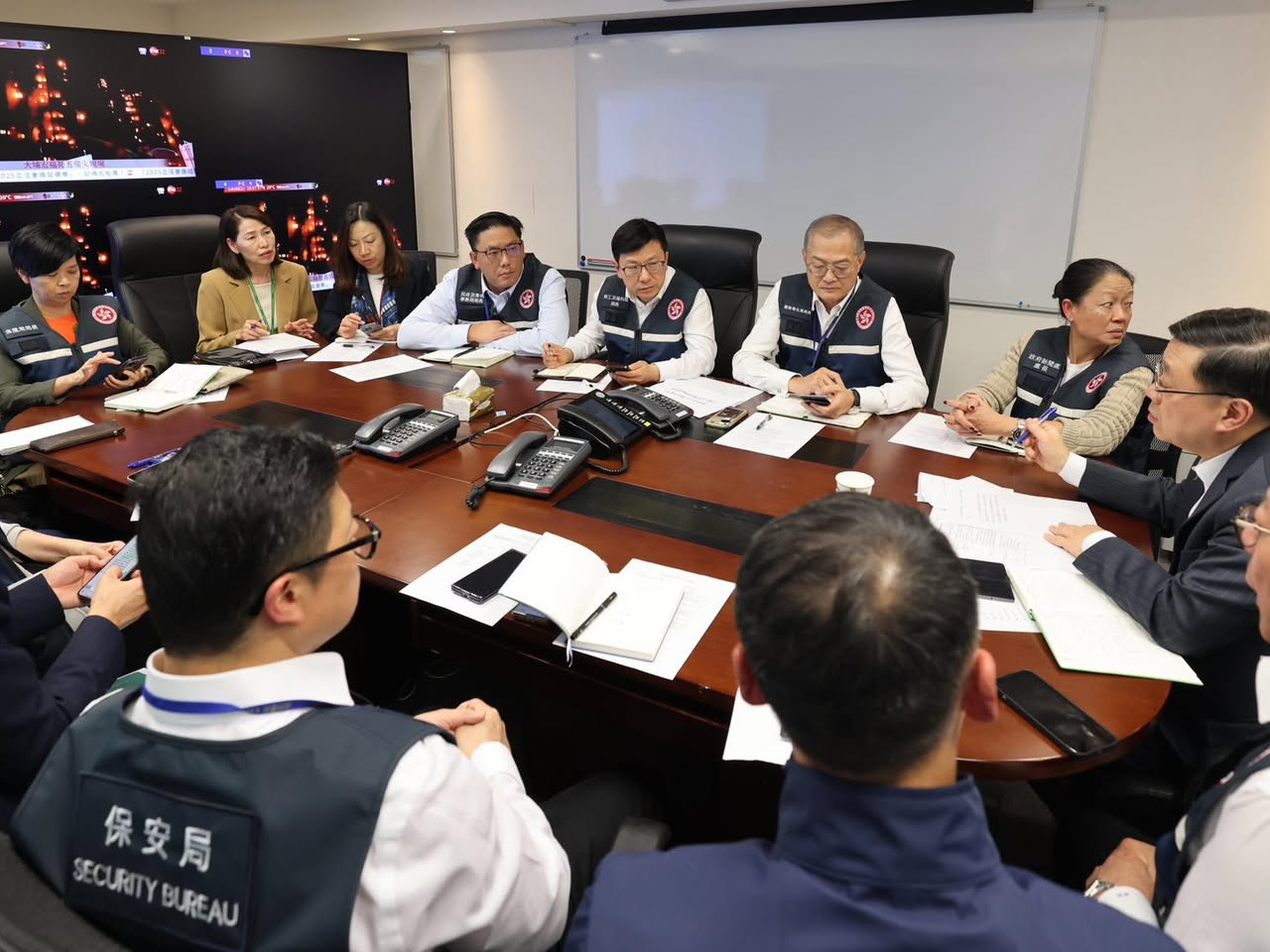 John Lee chaired an emergency meeting over the blaze. Photo courtesy of the Chief Executive's Facebook