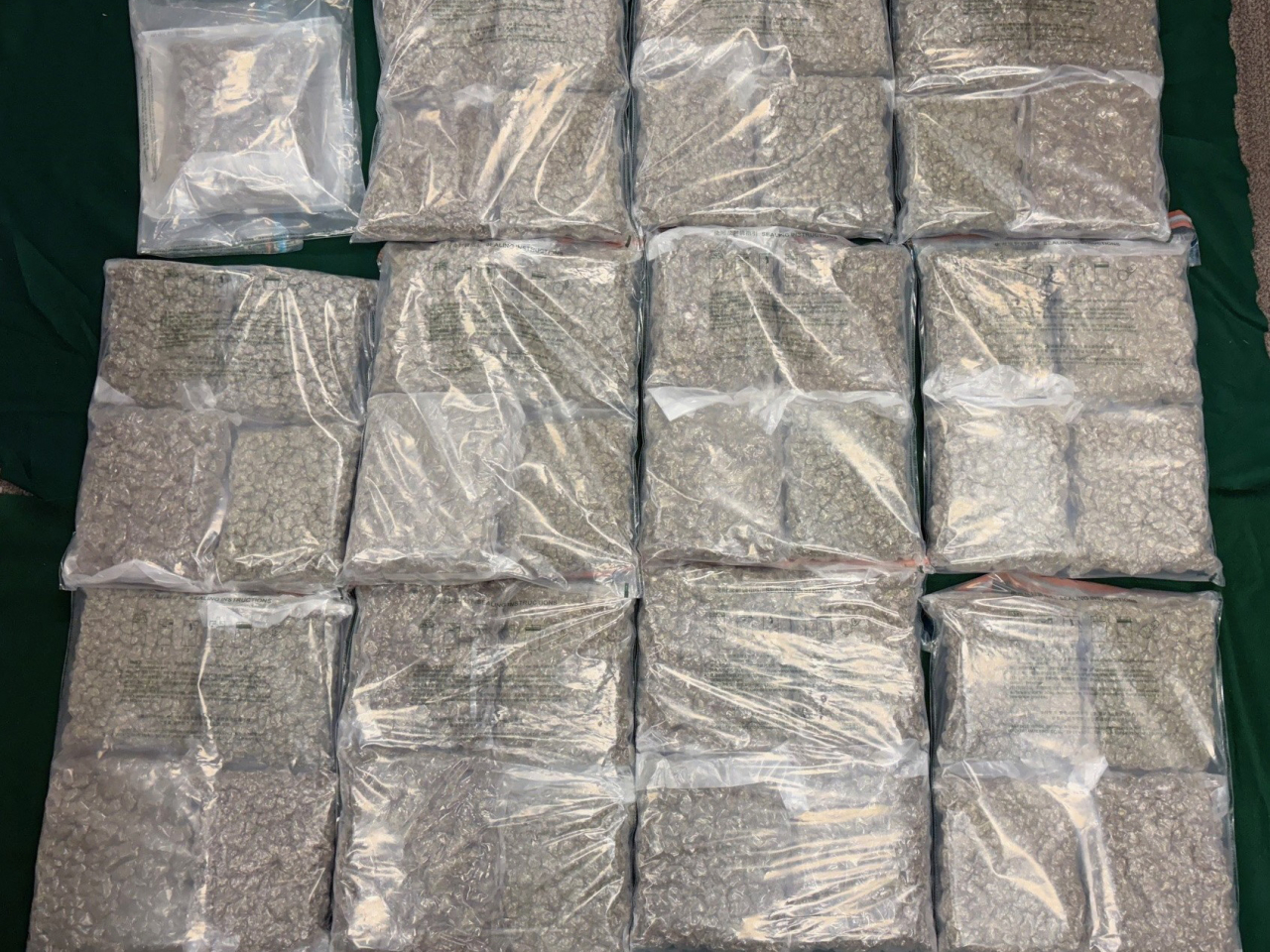 海關檢獲約25公斤、市值約510萬元的懷疑大麻花。（政府新聞處）