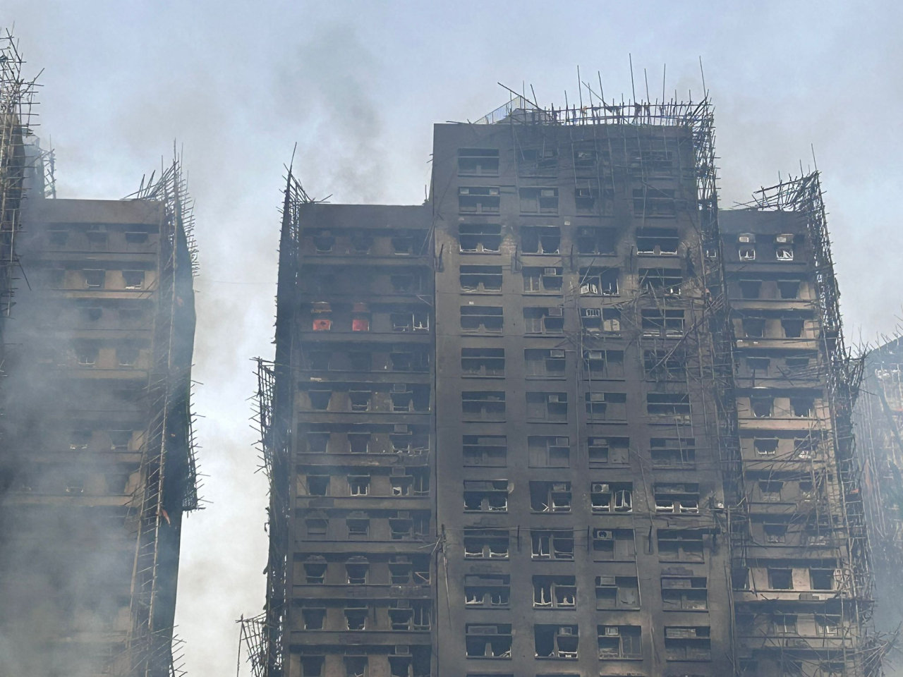 國防部表示，對遇難人員和殉職消防員表示沉痛哀悼。（林漢山攝）