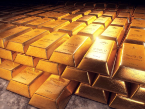 金價自近兩星期高位回落，現貨金低見每盎司4142美元，跌逾0.5%。（法新社資料圖片）