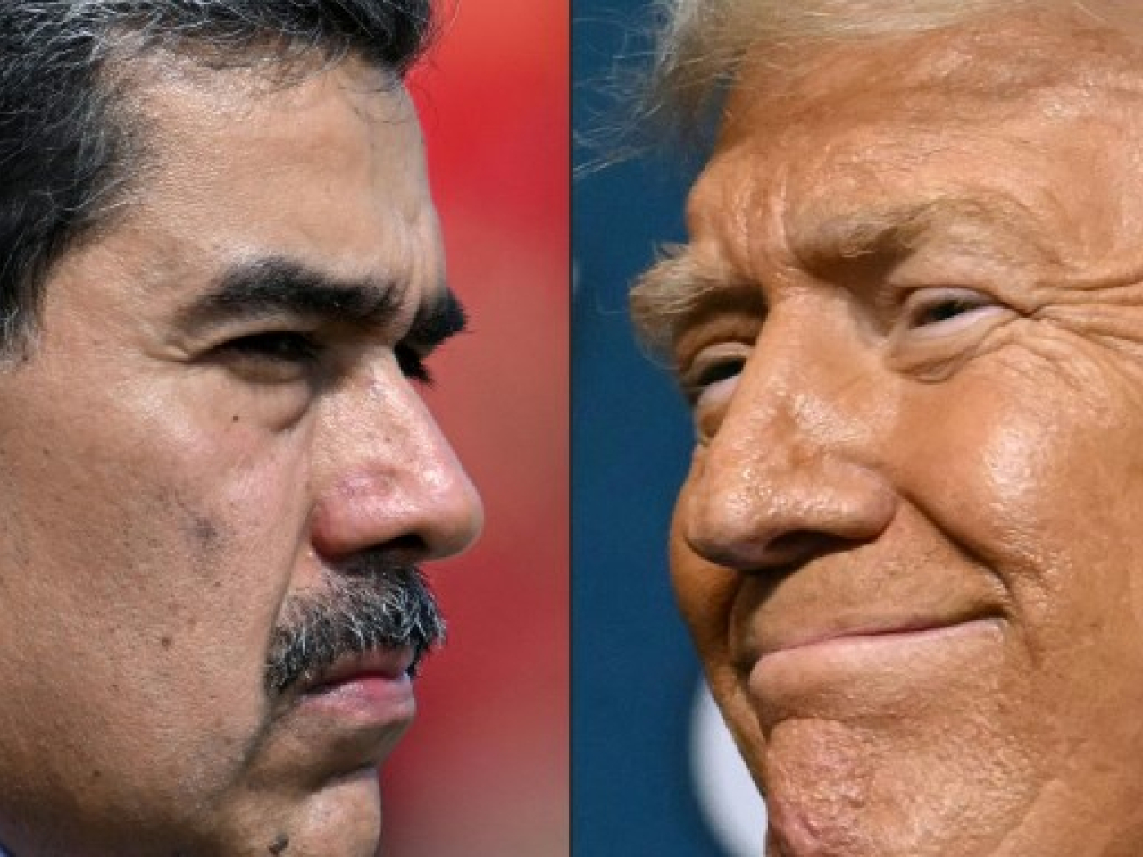 Trump and Maduro (left) spoke on the phone last Friday as tensions rise between the US and Venezuela Photo: AFP