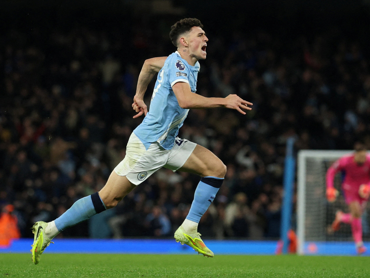 曼城3:2擊敗列斯聯。（路透社）