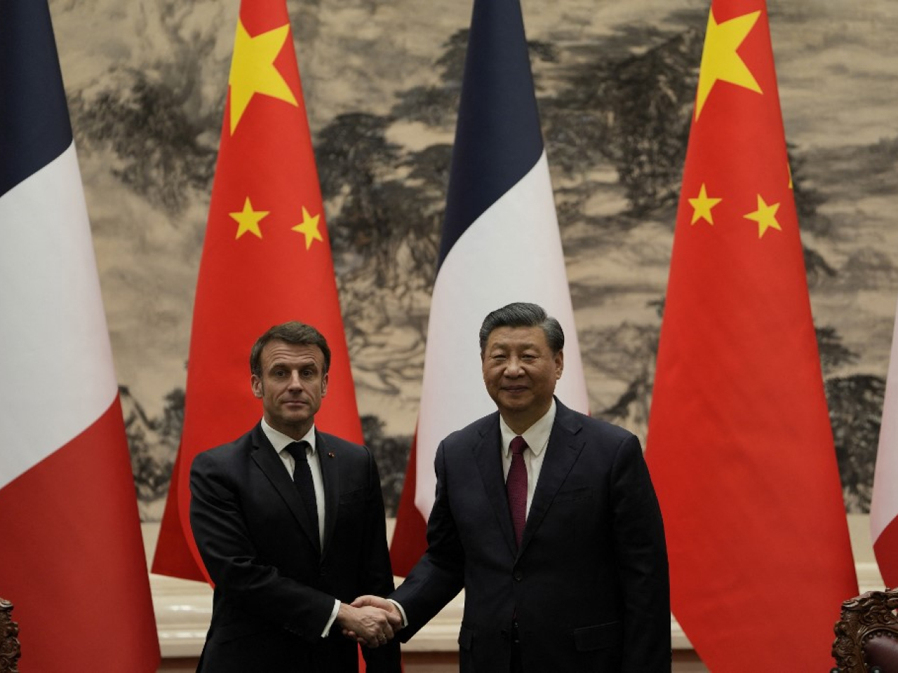 Emmanuel Macron is hosted by President Xi Jinping at the Great Hall of the People in Beijing in 2023. File photo: AFP