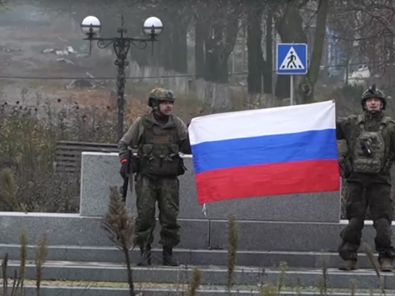 The Russian Defence Ministry released a video purporting to show its soldiers in the centre of the frontline Ukrainian town of Pokrovsk. Screencap via Reuters