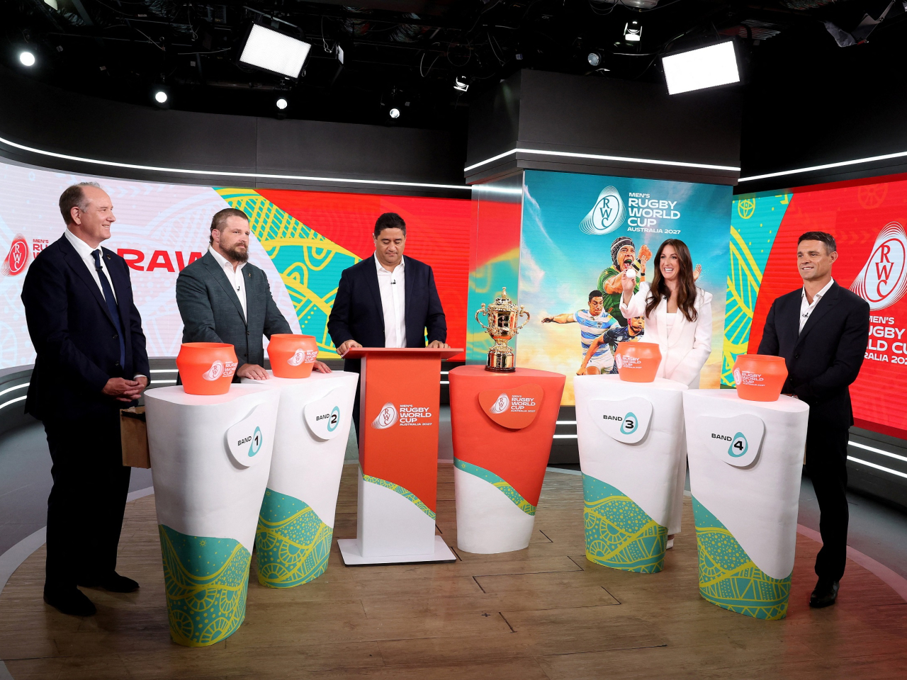 The draw for the 2027 Rugby World Cup is held in Sydney. Photo: Reuters