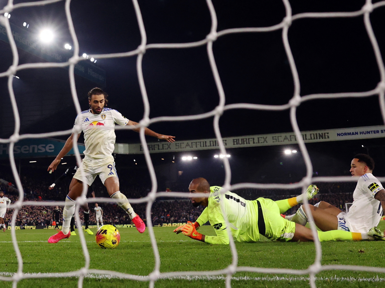 Dominic Calvert-Lewin rounded out the scoring for Leeds United against Chelsea. Photo: Reuters