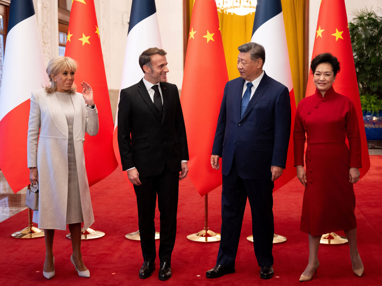 馬克龍國事訪問中國，他昨日與國家主席習近平會談。(路透社)